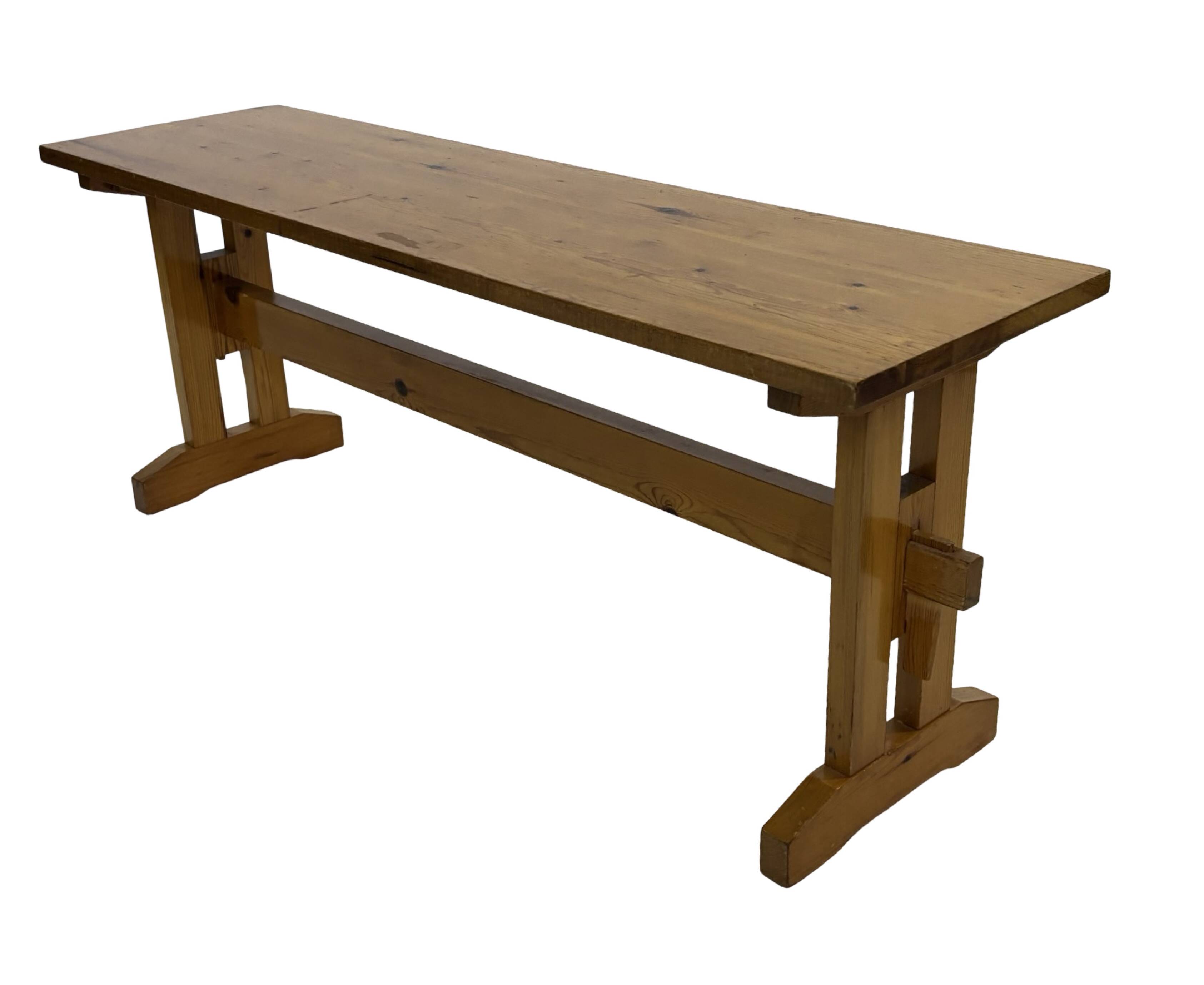 Vintage Scandinavian modern pinewood bench from the 1960's