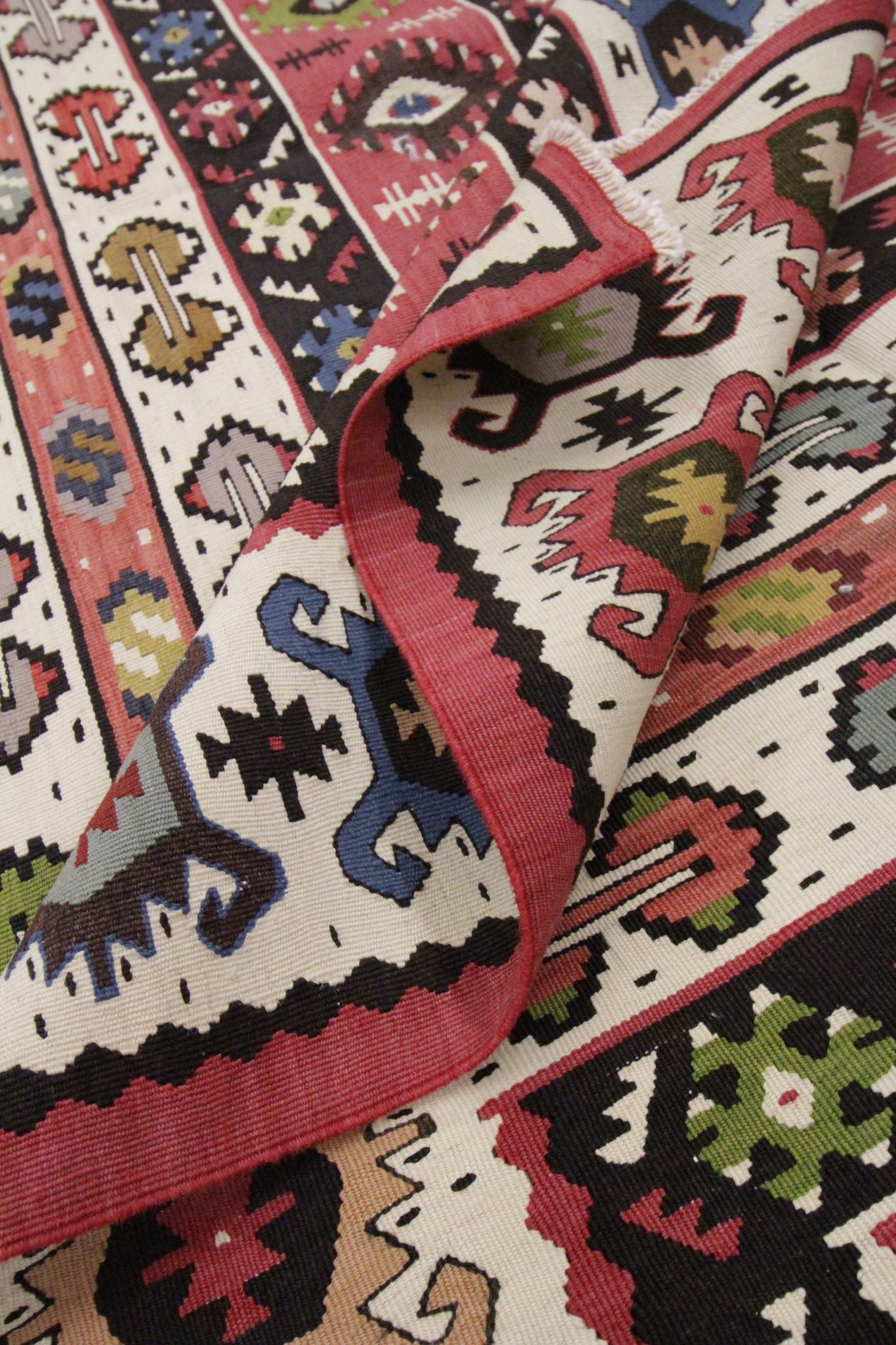 Antique Serbian Pirot Kilim Area Rug Traditional Flat Woven Rug- 200x300cm