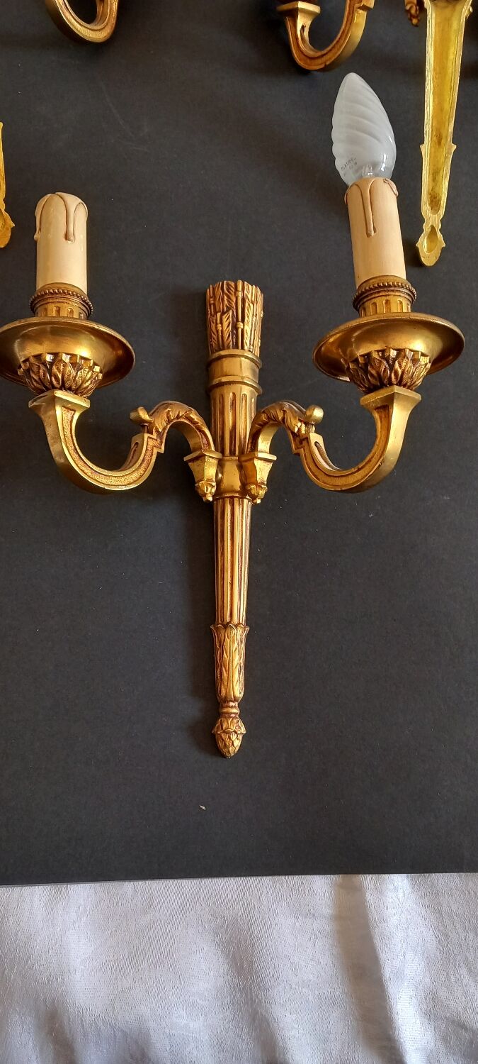 3 appliques murale bronze doré