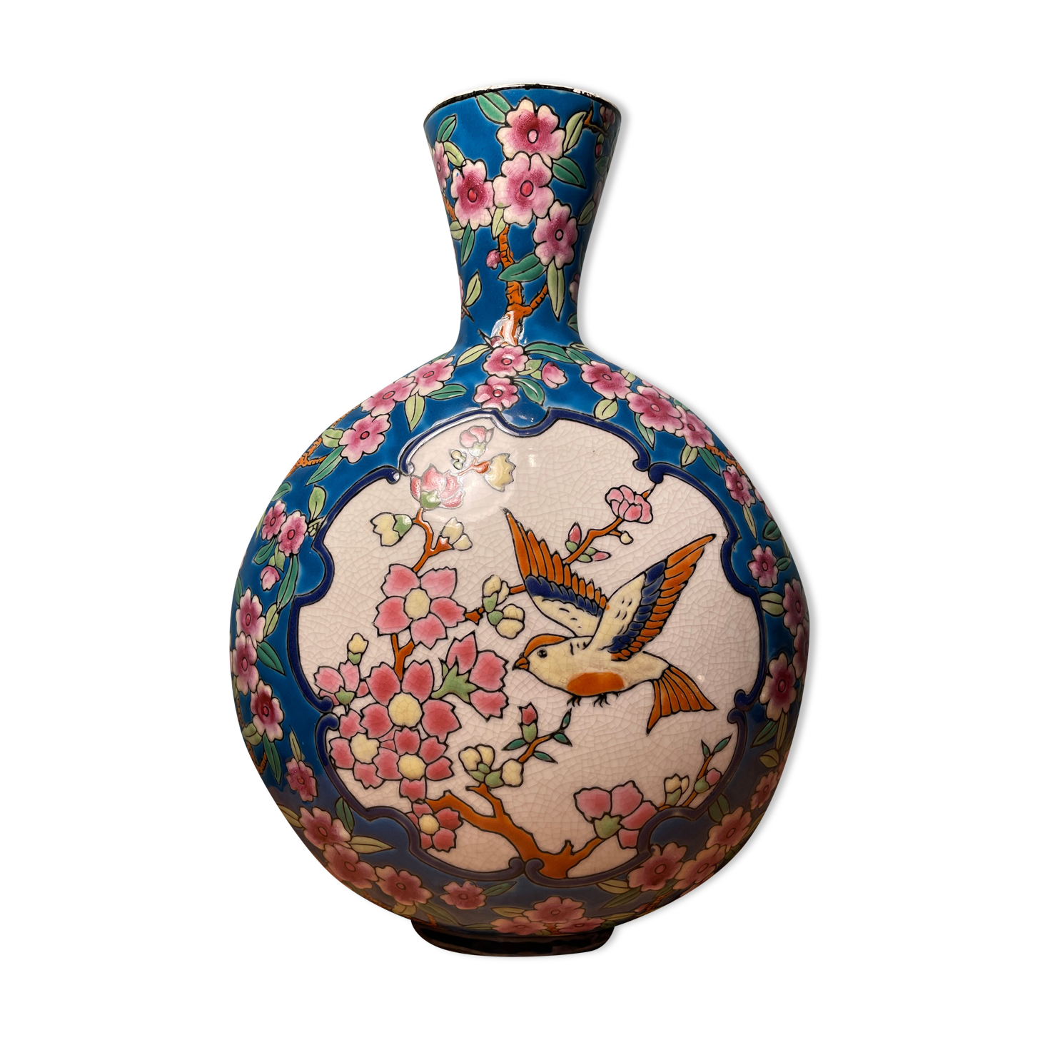 Vase shape gourd Les Bleus de Louvière Émaux, 1930s