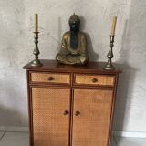 Rattan and solid wood sideboard