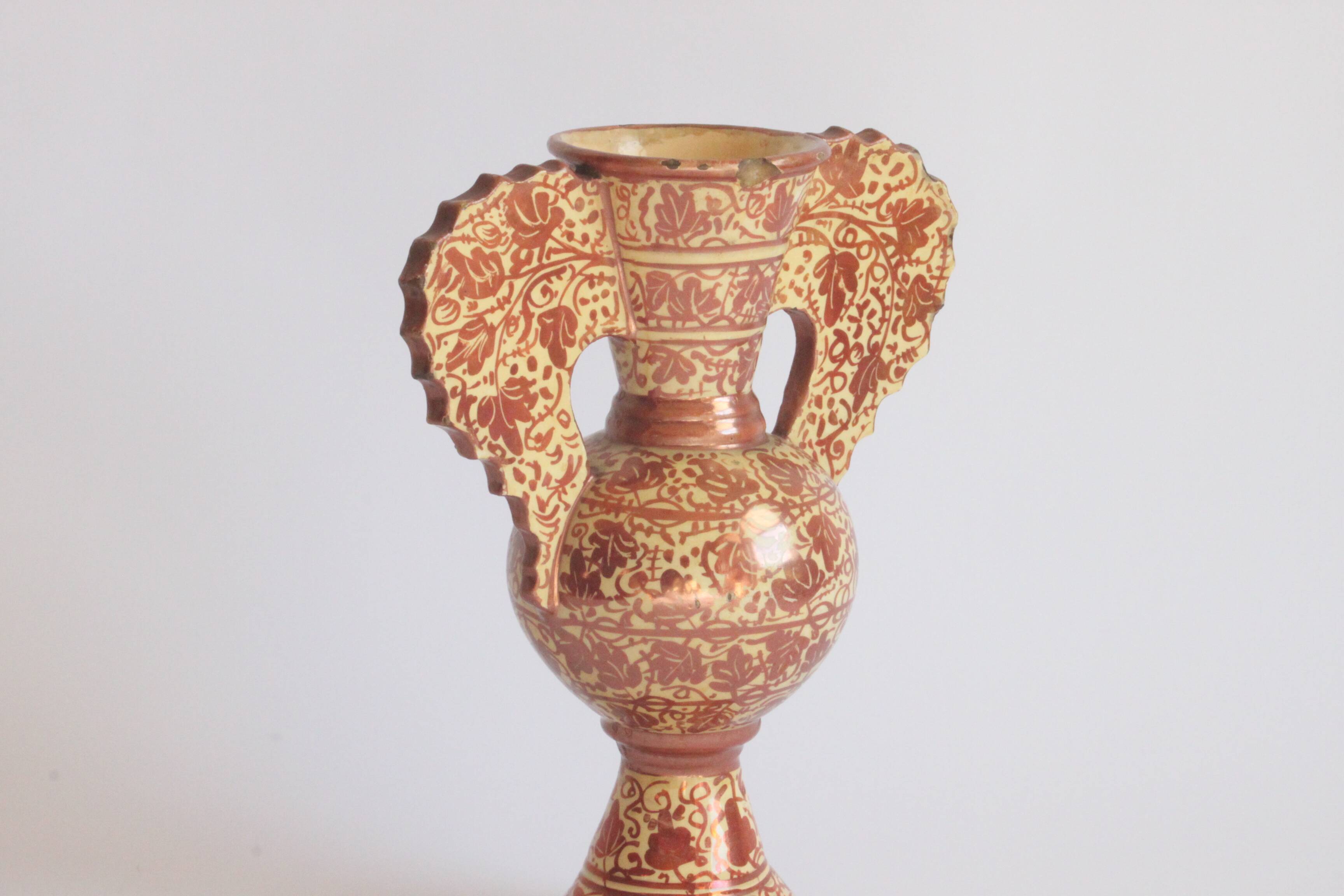 Neoclassical Spanish Copper Lustre Vases, 19Th