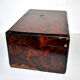 Boite ancienne en bois sombre - coffret en ronce et marqueterie en étoile 28x18x13