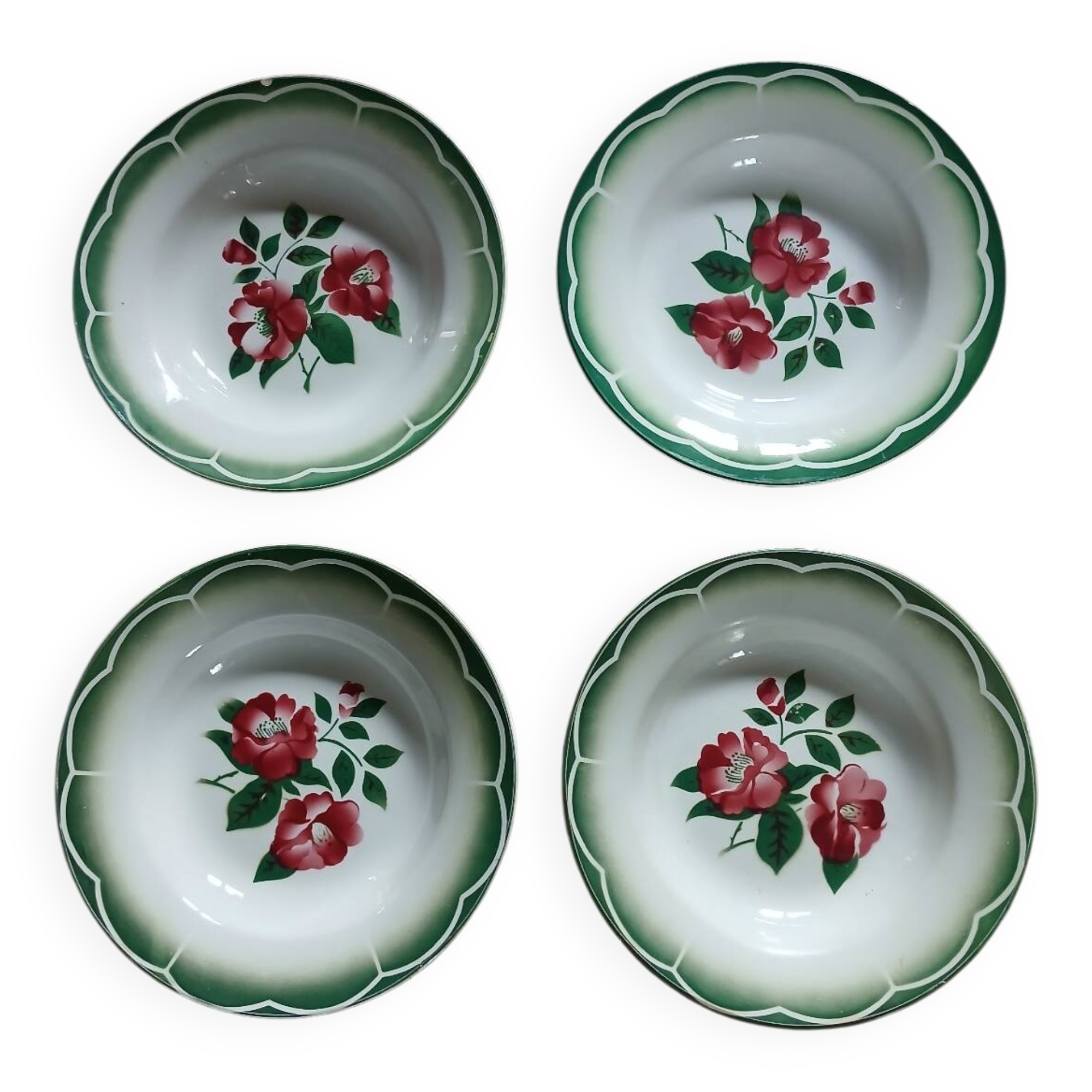 4 Digoin and Sarreguemines soup plates