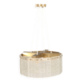 Plafonnier en verre moulé et laiton Carl Fagerlund pour Orrefors Suède 1960