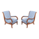 Biedermeier Armchairs in Oak, Spruce and Walnut, Austria, 1830s, Set of 2