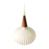 Suspension in opaline and teak by Louis Kalff for Philips, Holland 1960