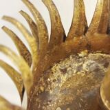 Wrought iron and gold leaf wall light. Spain, 1950s.