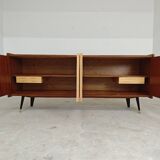 4-door sideboard in light beige and German wood from the 60s