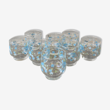 8 water glasses Arcopal forget-me-not