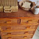 Commode en rotin vintage