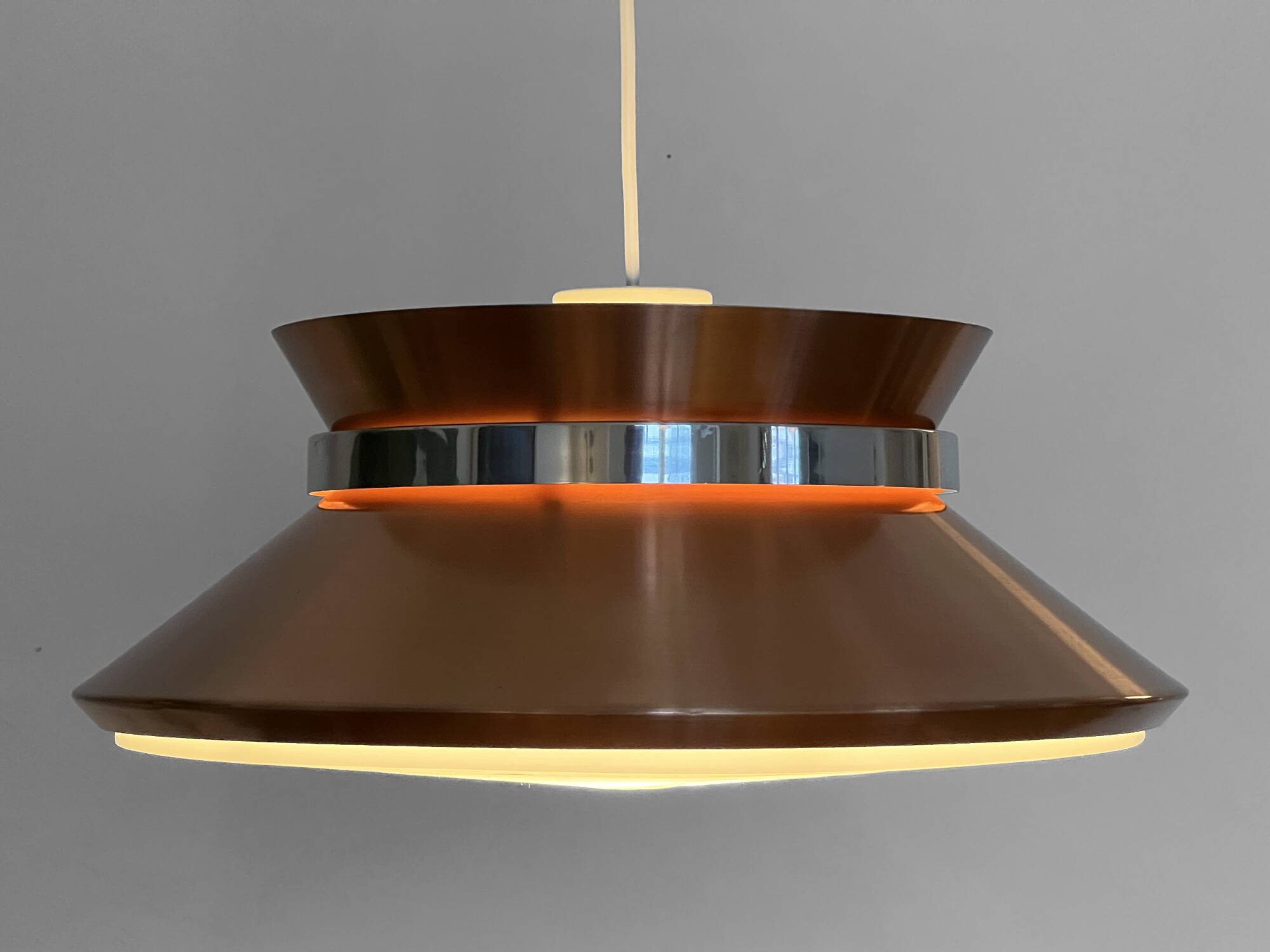 Copper colored aluminium pendant light by Carl Thore for Granhaga Metall. Sweden 1970s
