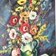 Tableau ancien bouquet de fleurs