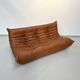 Canapé 3 places Togo en cuir cognac foncé par Michel Ducaroy pour Ligne Roset