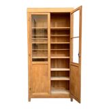 Parisian glass cabinet in solid raw oak, 1950