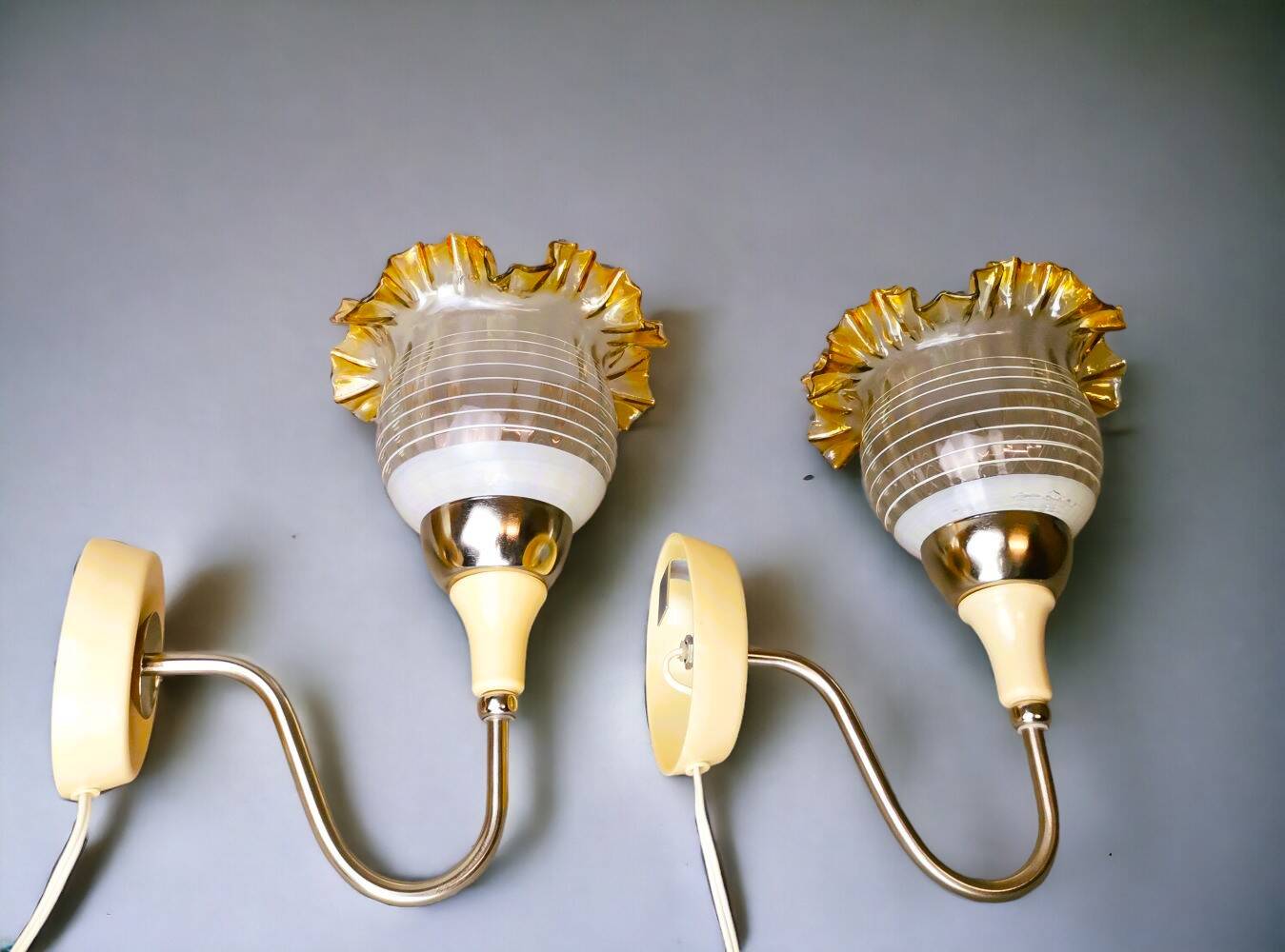 Pair of 1980s glass tulip wall lamps from USSR