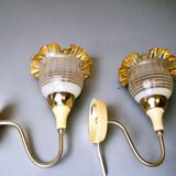 Pair of 1980s glass tulip wall lamps from USSR