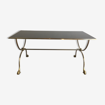 Neoclassical brass style coffee table with dolphin head decoration