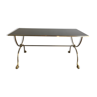Neoclassical brass style coffee table with dolphin head decoration