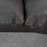 Brown leather 2-seater sofa Cassina Maralunga by Vico Magistretti