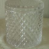 Bonbonniere pot couvert en verre decor pointe de diamant