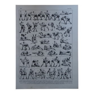 Original lithograph on wrestling