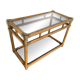 Vintage rattan and glass TV storage unit 1950