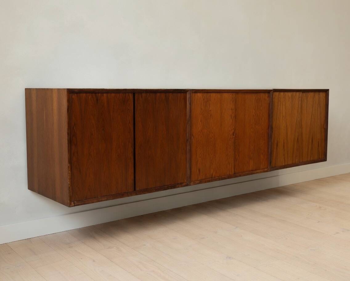 Poul Cadovius Floating Wall Mounted Rosewood Sideboard By CADO, 1960s.