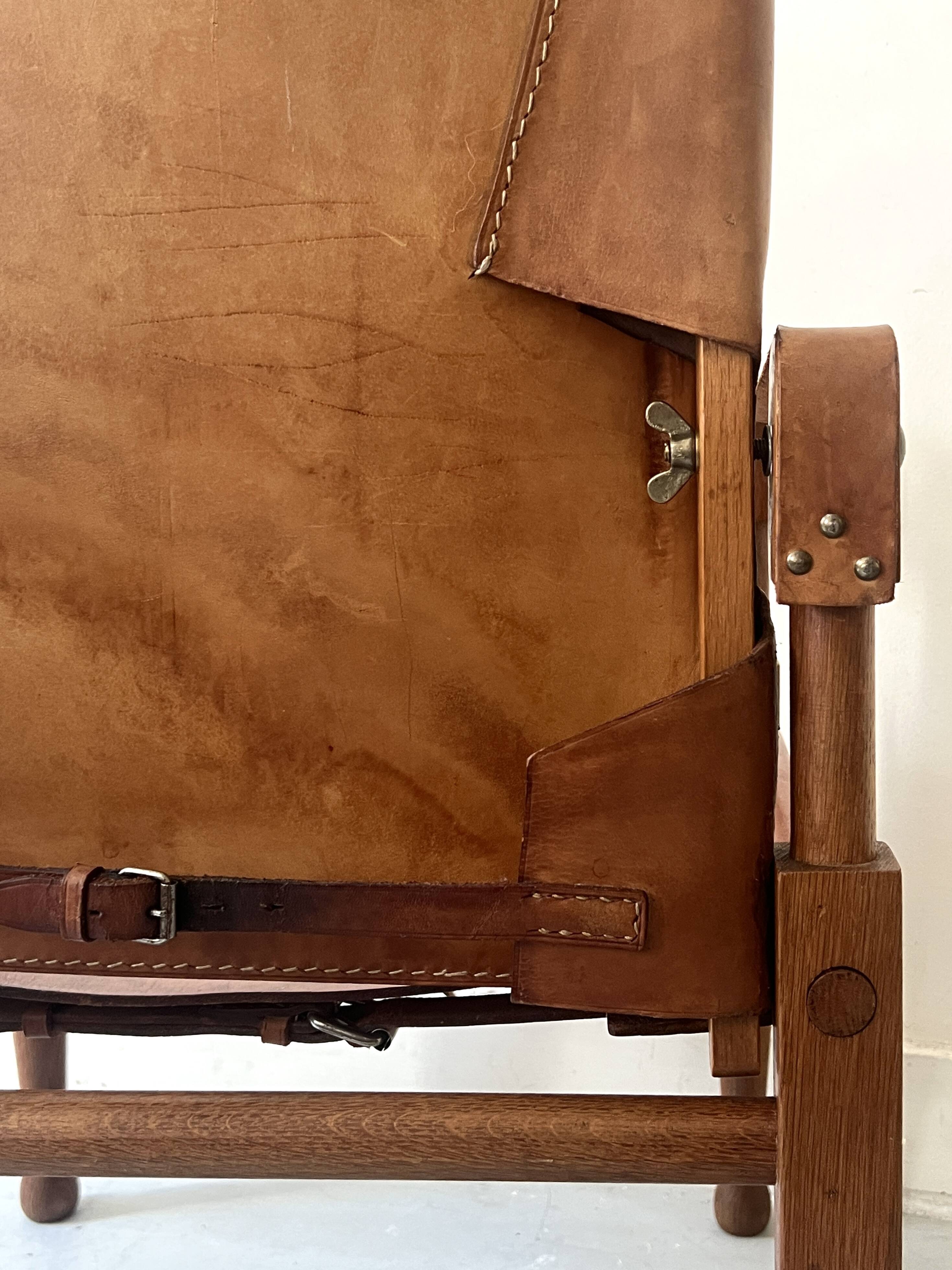Safari armchair in wood & cognac leather by Wilhelm Kienzle for Wohnbedarf 1950