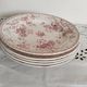 Set of 5 dinner plates in Terre de fer earthenware, red color, antique French