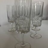Set of 9 champagne flutes with flat sides in crystal sounding 1960