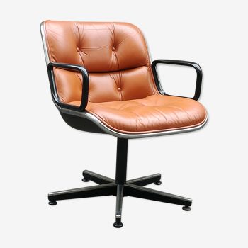 Leather swivel armchair by Charles Pollock 1970
