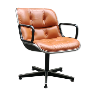 Leather swivel armchair by Charles Pollock 1970