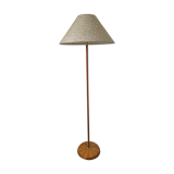 Wood and brass floor lamp