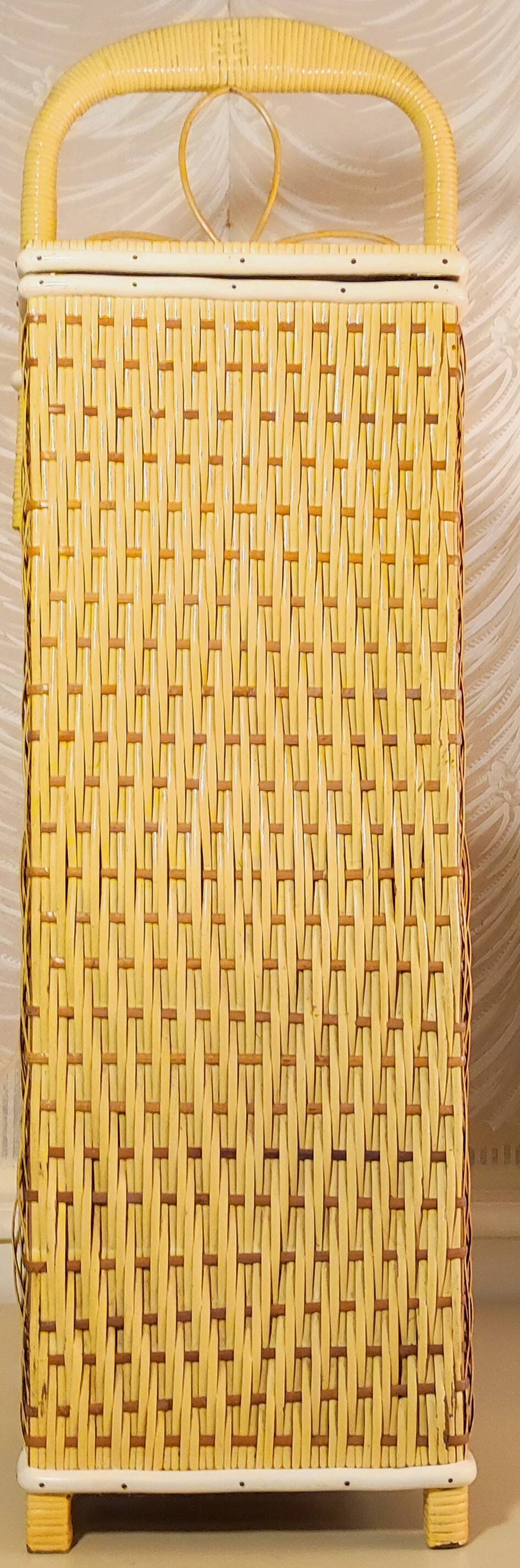 Rattan bread bin 1960