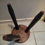 Solid wood stool legs varnished tripod patinated