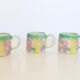 Set of 6 beautiful ceramic cups dabbling style, vintage