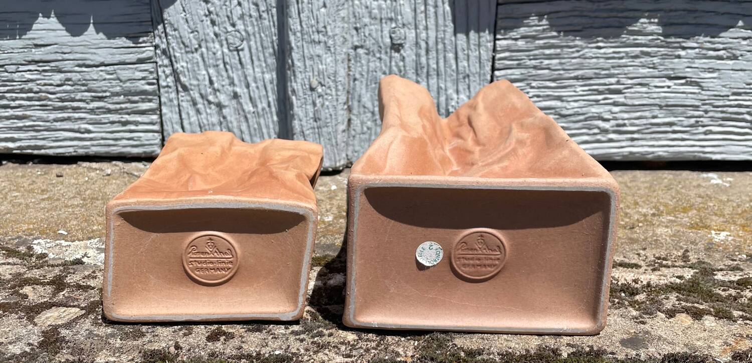 2 vases in the shape of paper bags by Tapio Wirkkala for Rosenthal