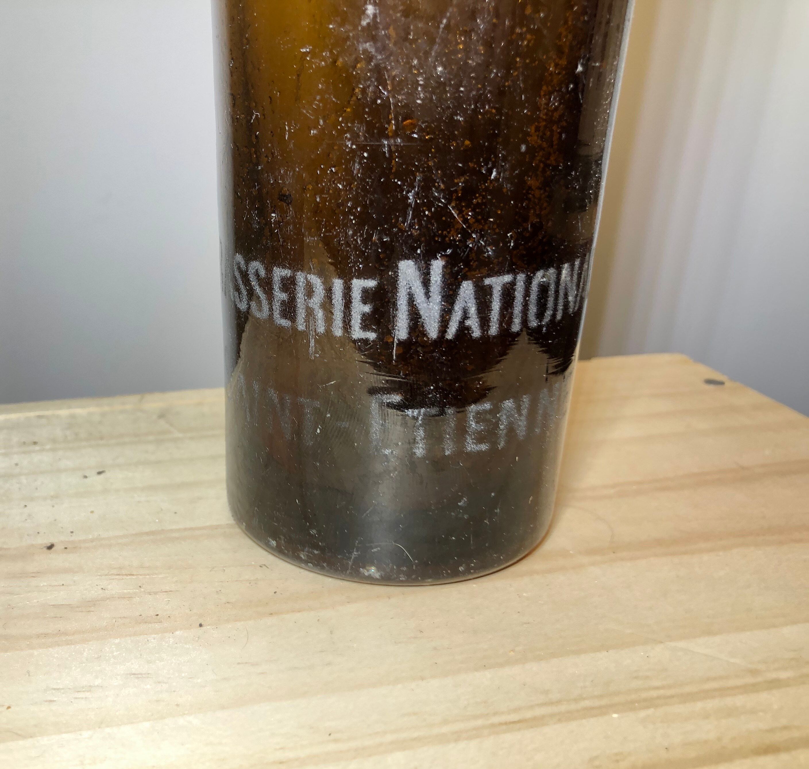 Lot of old blown glass beer bottles with marking