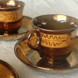 4 cups a cafe and under cups in faience of jersey