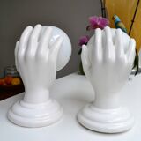 Pair of white ceramic wall lights from the 70s