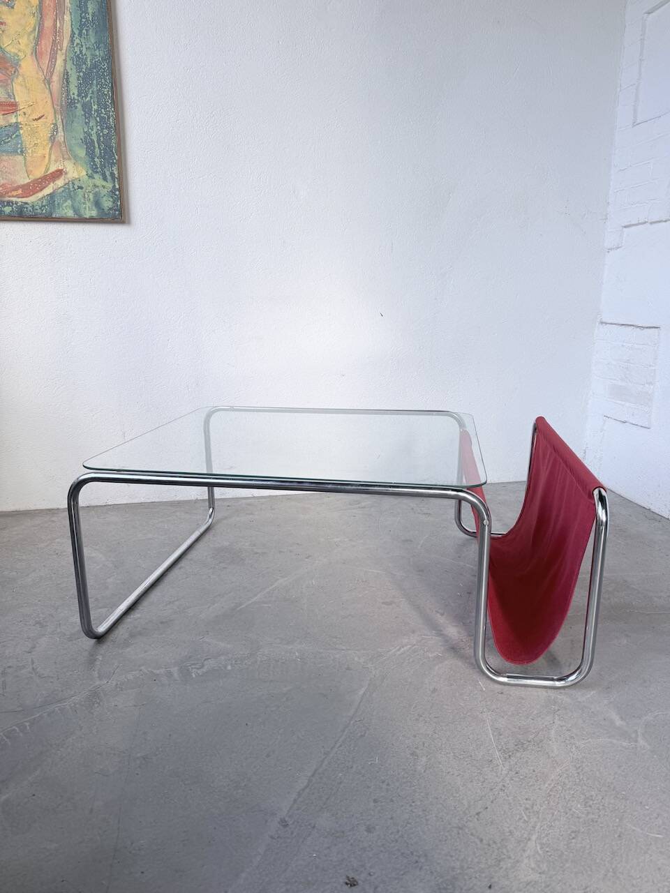 Table basse moderniste Bauhaus en acier tubulaire
