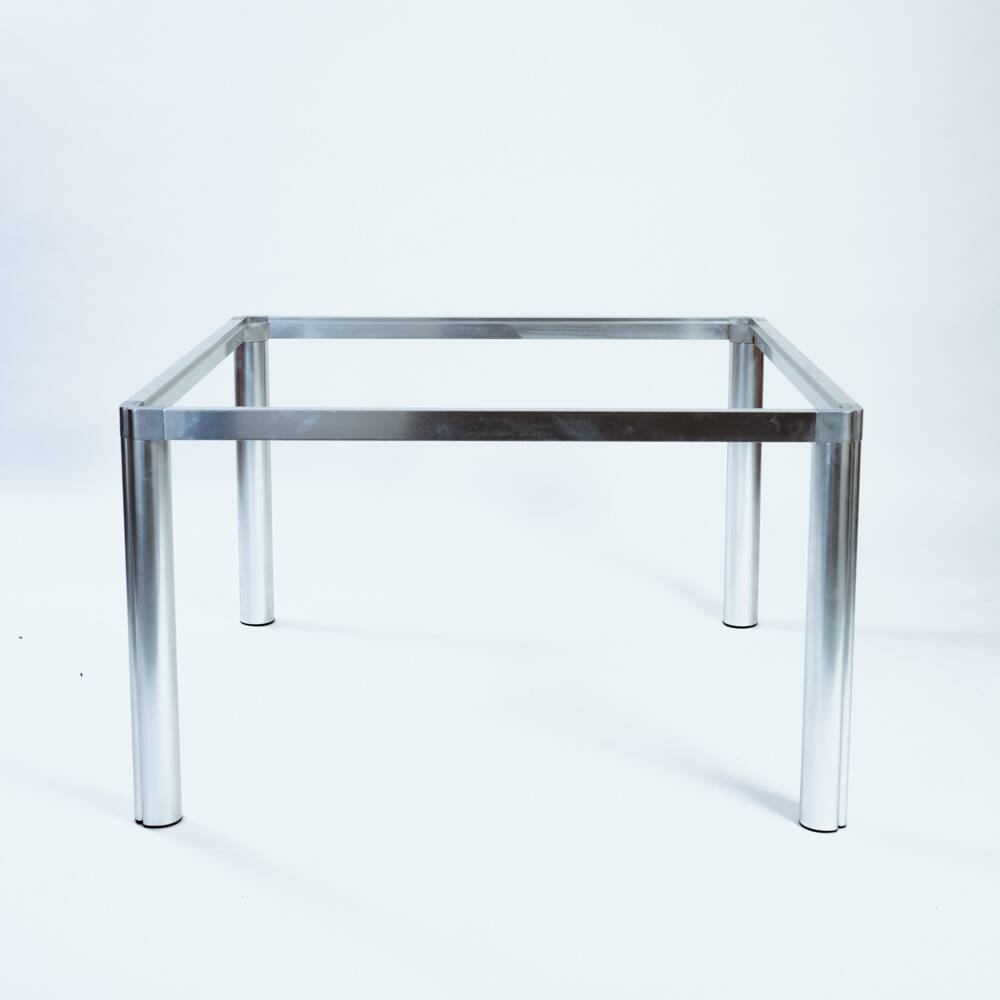 Kho liang ie dining table in aluminium and green marble, dutch, 1970s