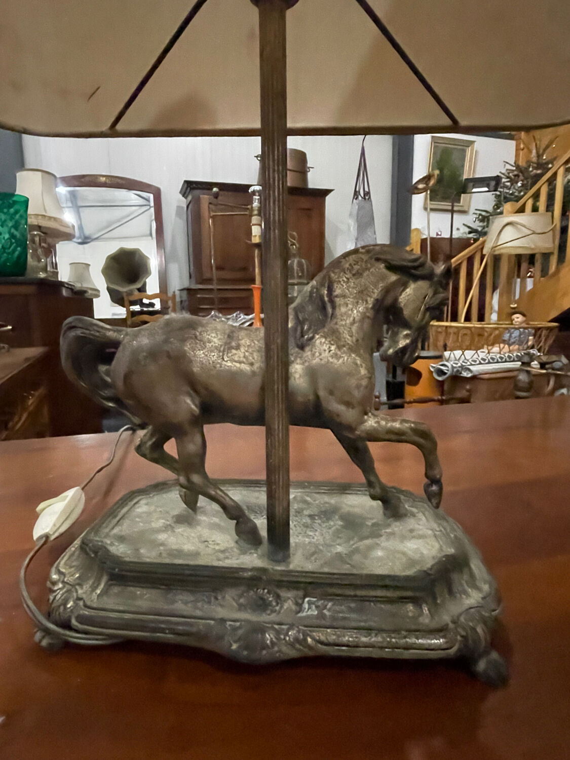 Table lamp in the Maison Charles style made of bronze featuring a horse.