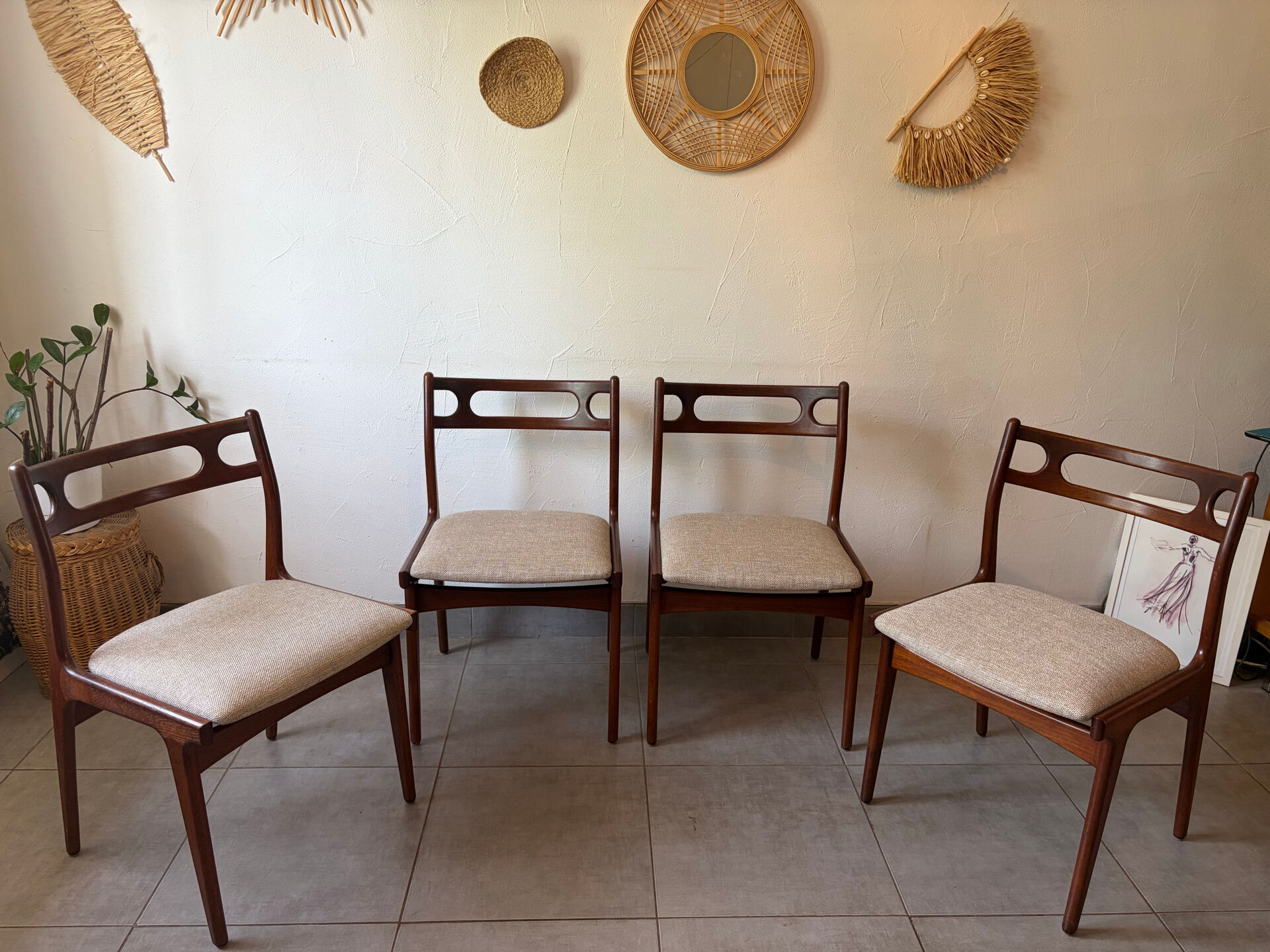 4 Scandinavian teak chairs Samcom Andersen Johannes