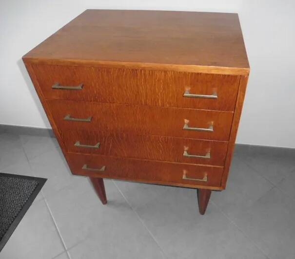 Vintage Commode 50s/60s - Compass Legs and Stained Oak