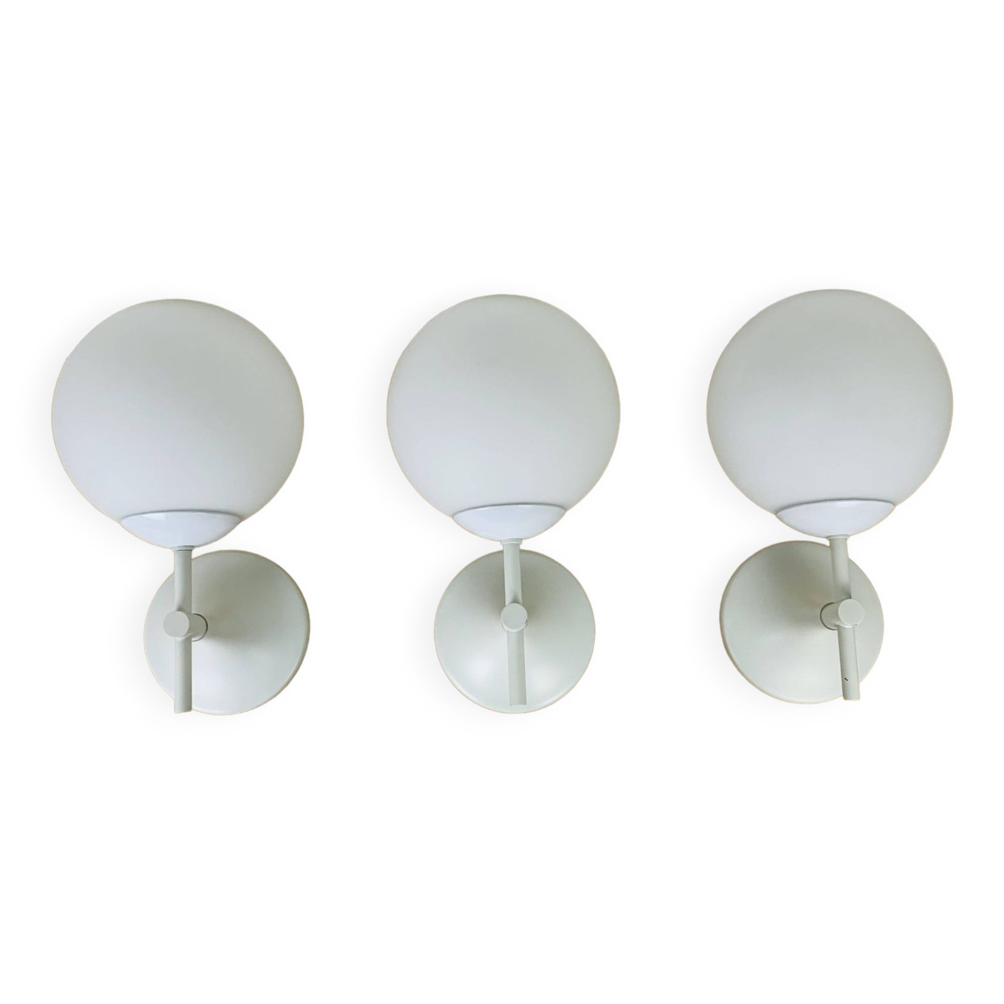 3 Max Bill wall lights for Temde in opaline, 1970s