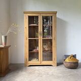 Glass cabinet or display case in pine 1950