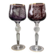 2 large cut and coloured Bohemian crystal glasses