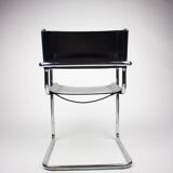 Pair of Matteo Grassi MG5 chairs in black leather and chrome